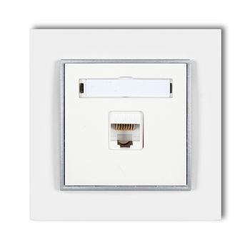 Gniazdo internetowe 1x z ramką karlik mini kolor biały/srebrny