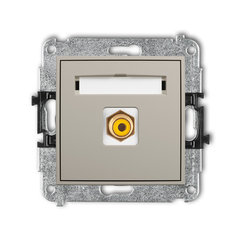 Mechanizm gniazda pojedynczego RCA typu cinch - żółty, pozłacany Karlik seria MINI 60MGRCA-1 kolor taupe