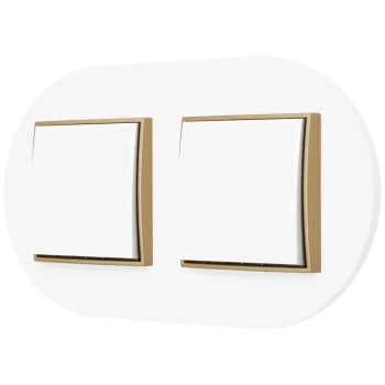 Dwa włączniki pojedyncze z ramką okrągłą seria MINI kolor biały złoty