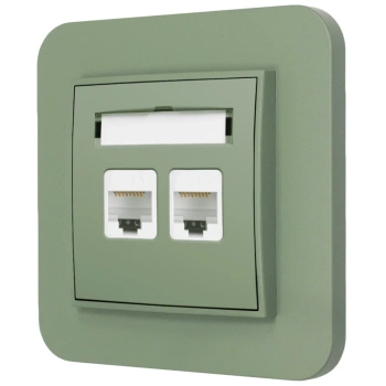 Gniazdo internetowe rj45 2x z ramką zaokrągloną seria MINI kolor szałwiowy