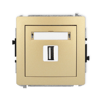 Mechanizm gniazda pojedynczego USB A-A 2.0 Karlik seria DECO 29DGUSB-1 kolor złoty