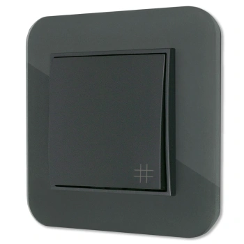 Włącznik krzyżowy z ramką zaokrągloną efekt szkła seria ICON kolor grafitowy mat