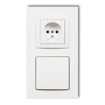 Gniazdo ssące odkurzacza centralnego z gniazdem pojedynczym z uziemieniem DECOvac Karlik seria DECO DGV-2 kolor biały