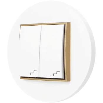 Włącznik schodowy podwójny z ramką okrągłą seria MINI kolor biały złoty