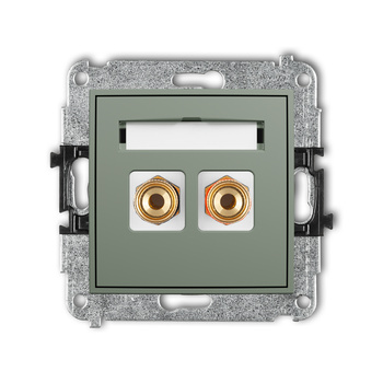 Mechanizm gniazda głośnikowego pojedynczego typu banan - czerwony i czarny, pozłacany, 4 mm2, skręcany Karlik seria ICON 61IGG-4 kolor szałwiowy