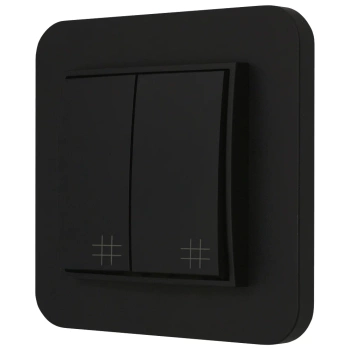 Włącznik krzyżowy podwójny z ramką zaokrągloną seria MINI kolor czarny