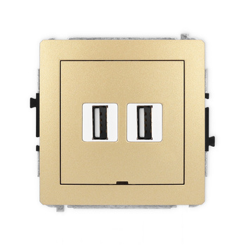 Mechanizm gniazda podwójnego 2xUSB A-A 2.0, bez pola opisowego Karlik seria DECO 29DGUSBBO-2 kolor złoty