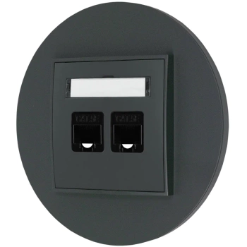 Gniazdo internetowe rj45 2x z ramką okrągłą seria MINI kolor grafitowy mat