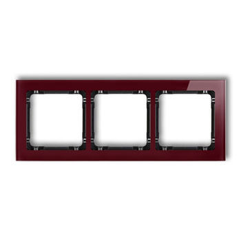 Ramka uniwersalna potrójna - efekt szkła ramka: bordowa; spód: czarny Karlik seria DECO 14-12-DRS-3 kolor bordowy