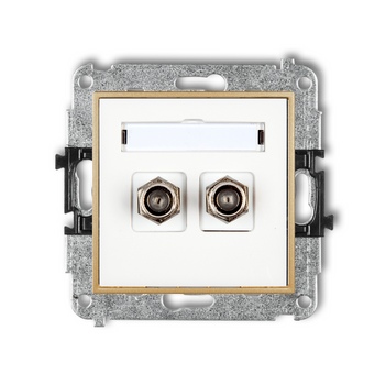 Gniazdo antenowe 2x bez ramki karlik mini kolor biały/złoty