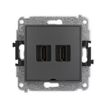 Mechanizm gniazda podwójnego HDMI 2.0, 4K, bez pola opisowego Karlik seria MINI 28MHDMIBO-4 kolor grafitowy mat