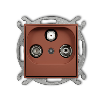 Mechanizm gniazda abonenckiego RTV-SAT końcowego 2 wejścia antenowe Karlik seria MINI 63MGST kolor terakota