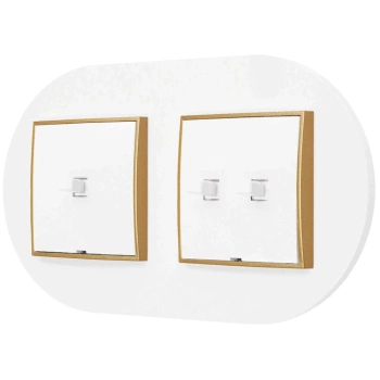 Włącznik pojedynczy i podwójny w stylu USA ramka okrągła seria Mini kolor biały mat/złoty