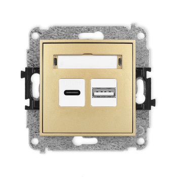 Mechanizm ładowarki USB podwójnej USB C + USB A, 20W max. Karlik seria ICON 29ICUSB-8 kolor złoty
