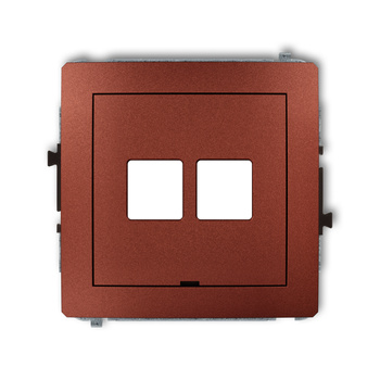 Mechanizm gniazda multimedialnego podwójnego bez modułu, bez pola opisowego standard Keystone Karlik seria DECO 9DGMBO-2P kolor brązowy metalik