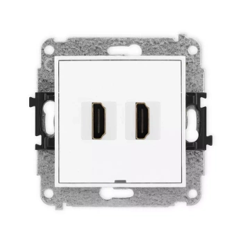 Mechanizm gniazda podwójnego HDMI 2.0, 4K, bez pola opisowego Karlik seria MINI MHDMIBO-4 kolor biały