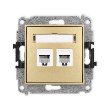 Mechanizm gniazda telefonicznego podwójnego 2xRJ11, 4-stykowy, beznarzędziowe Karlik seria MINI 29MGT-2 kolor złoty