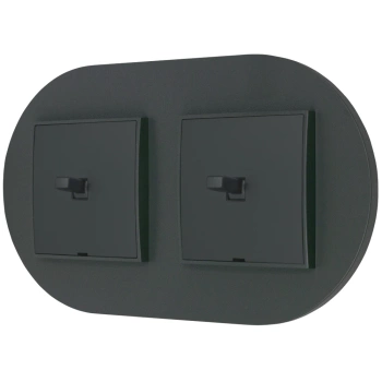 Dwa włączniki pojedyncze w stylu USA ramka okrągła seria Mini kolor grafitowy mat