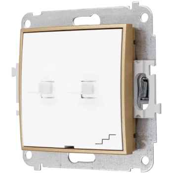 Włącznik Włącznik schodowy podwójny bez ramki styl usa kolor biały/złoty