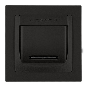 Łącznik hotelowy z ramką uniwersalną pojedynczą z tworzywa DECO Karlik seria DECO 12DSH-1 kolor czarny mat