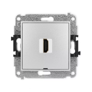 Mechanizm gniazda pojedynczego HDMI 2.0, 4K, bez pola opisowego Karlik seria ICON 7IHDMIBO-3 kolor srebrny metalik