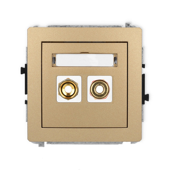 Mechanizm gniazda głośnikowego pojedynczego typu banan - czerwony i czarny, pozłacany, 4 mm2, skręcany Karlik seria DECO 8DGG-4 kolor złoty metalik