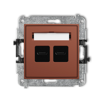 Mechanizm ładowarki USB podwójnej 2xUSB C, 20W max. Karlik seria ICON 63ICUSB-7 kolor terakota