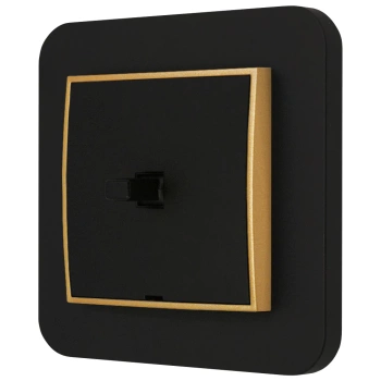 Włącznik pojedynczy w stylu USA ramka zaokrąglona seria Mini kolor czarny mat/złoty