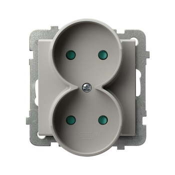 Gniazdo podwójne z przesłonami torów prądowych, moduł bez ramki seria SONATA kolor Kaszmir symbol GP-2RRP/m/82