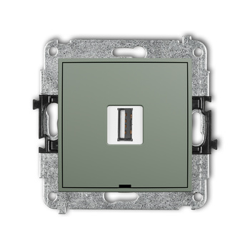 Mechanizm gniazda pojedynczego USB A-A 2.0, bez pola opisowego Karlik seria ICON 61IGUSBBO-1 kolor szałwiowy