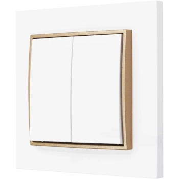 Włącznik podwójny z ramką karlik mini kolor biały/złoty