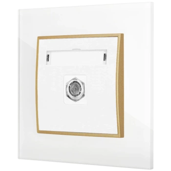 Gniazdo antenowe 1x z ramką kwadratową efekt szkła seria ICON kolor biały/złoty
