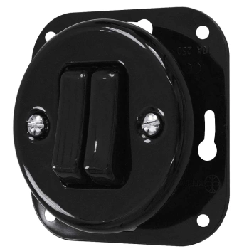 Łącznik podwójny 'Retro ceramic' bez ramki, 10A-250V~, czarny TG-RC-210B