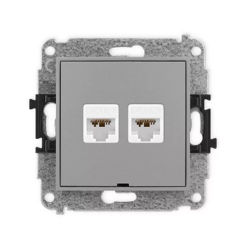 Mechanizm gniazda komputerowego podwójnego 2xRJ45, kat. 6A, 8-stykowy, bez pola opisowego Karlik seria ICON 27IGKBO-8 kolor szary mat