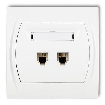 Gniazdo telefoniczne podwójne 2xRJ11, 4-stykowy Karlik seria LOGO LGT-2 kolor biały