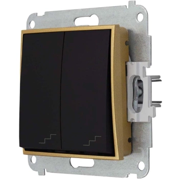Włącznik schodowy podwójny bez ramki kolor czarny mat/złoty