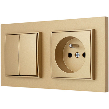Włącznik z gniazdkiem pojedynczym kolor złoty 2
