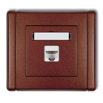 Gniazdo komputerowe pojedyncze 1xRJ45, kat. 6, 8-stykowe Karlik seria FLEXI 9FGK-3 kolor brązowy metalik