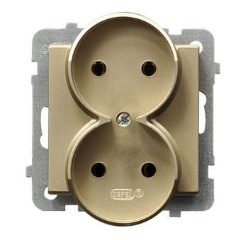 Gniazdo podwójne moduł bez ramki seria SONATA kolor Szampański złoty symbol GP-2RR/m/39