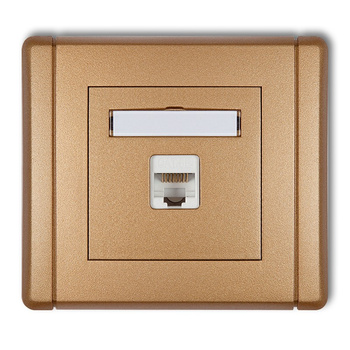 Gniazdo komputerowe pojedyncze 1xRJ45, kat. 6, ekranowane, 8-stykowe Karlik seria FLEXI 8FGK-5 kolor złoty metalik
