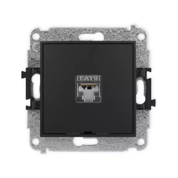 Mechanizm gniazda komputerowego pojedynczego 1xRJ45, kat. 5e, ekranowany, 8-stykowy, bez pola opisowego Karlik seria ICON 12IGKBO-1e kolor czarny mat