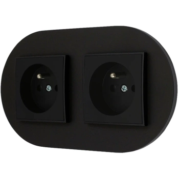 Dwa gniazda pojedyncze z ramką okrągłą seria MINI kolor czarny mat