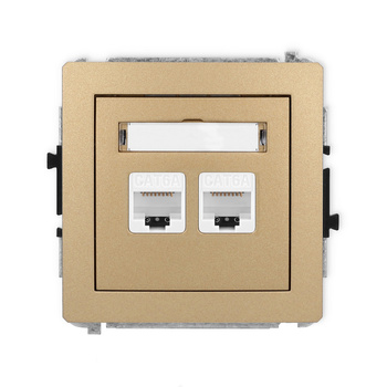 Mechanizm gniazda komputerowego podwójnego 2xRJ45, kat. 6A, 8-stykowy Karlik seria DECO 8DGK-8 kolor złoty metalik