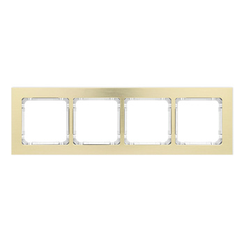 Ramka uniwersalna poczwórna - aluminium szczotkowane ramka: kolor mosiężny; spód: biały Karlik seria DECO 8-0-DRA-4 kolor mosiężny