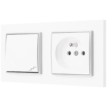Włącznik z gniazdkiem bezpieczne dla dzieci kolor biały/srebrny 7