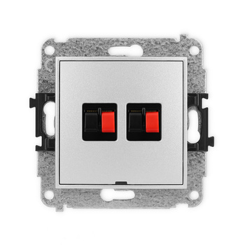 Mechanizm gniazda głośnikowego podwójnego, bez pola opisowego Karlik seria ICON 7IGGBO-2 kolor srebrny metalik