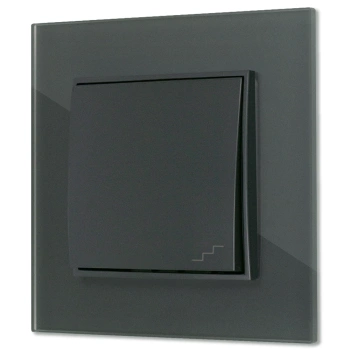 Włącznik schodowy z ramką kwadratową efekt szkła seria ICON kolor grafitowy mat