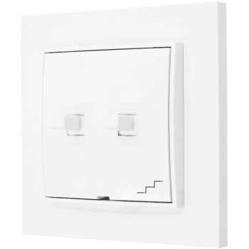 Włącznik schodowy podwójny w stylu USA ramka kwadratowa seria Mini kolor biały mat