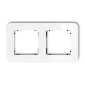 Ramka uniwersalna podwójna zaokrąglona - efekt szkła ramka: biała; spód: czarny Karlik seria ICON 0-12-IRSZ-2 kolor biały