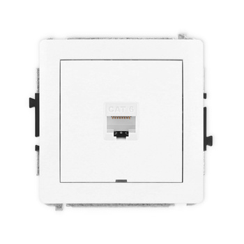 Mechanizm gniazda komputerowego pojedynczego 1xRJ45, kat. 6, 8-stykowy, bez pola opisowego Karlik seria DECO DGKBO-3 kolor biały